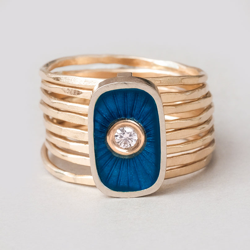 wire ring // blue enamel